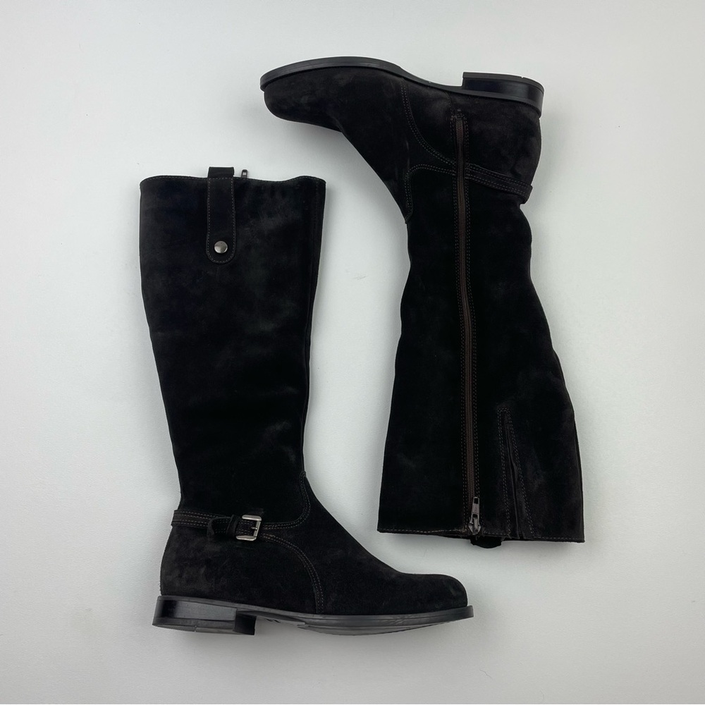LA CANADIENNE WOMEN NEVE WATERPROOF DARK BROWN SUEDE BUCKLE BOOTS SIZE 6US EUR36